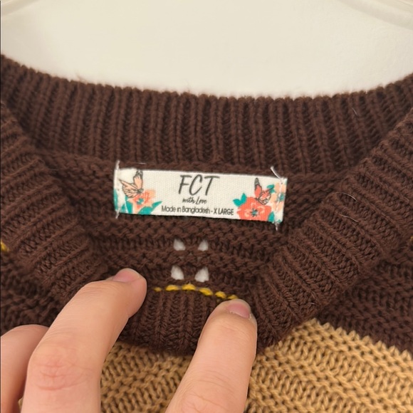 Chevron Patterned Sweater - Brown, Yellow, Orange - Picture 2 of 4